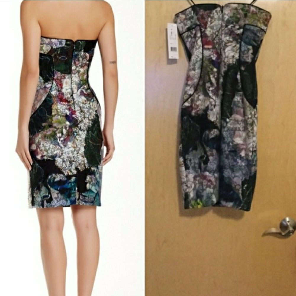 Nicole Miller Strapless Lace Sheath Dress - Picture 2 of 8
